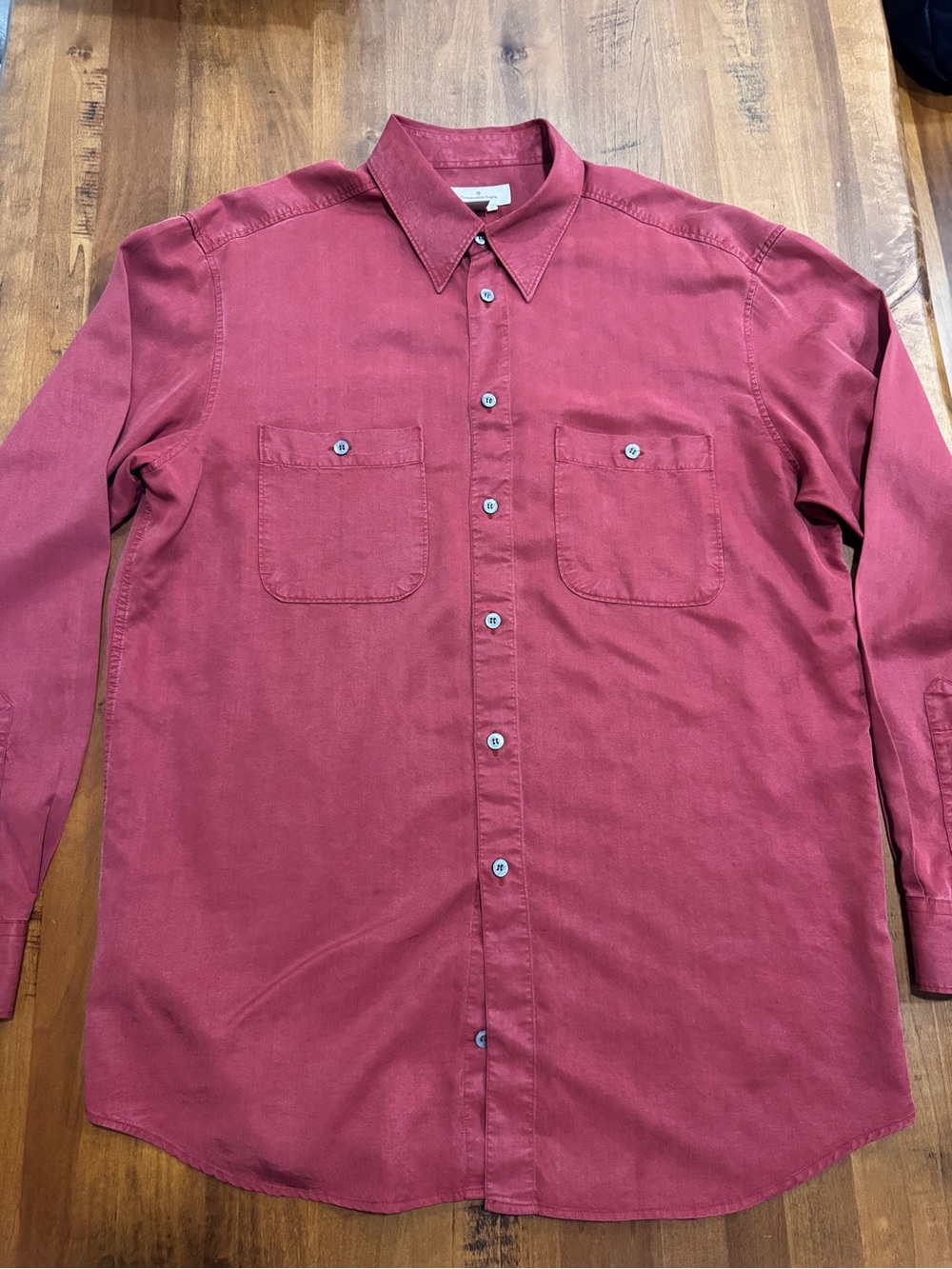 Ermenegildo Zegna Men's Long-Sleeve Button-Up Shirt in Deep Red